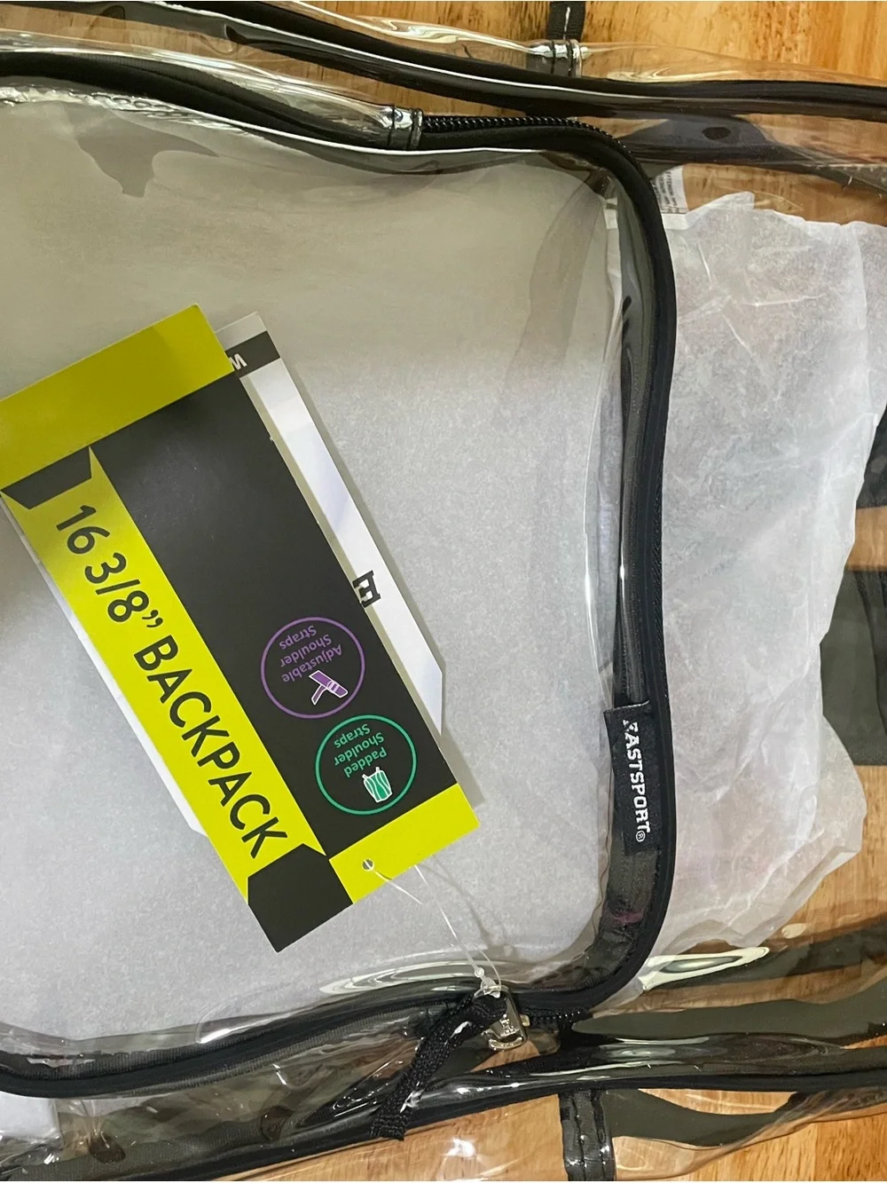 Eastsport Transparent Clear Backpack with Black Trim